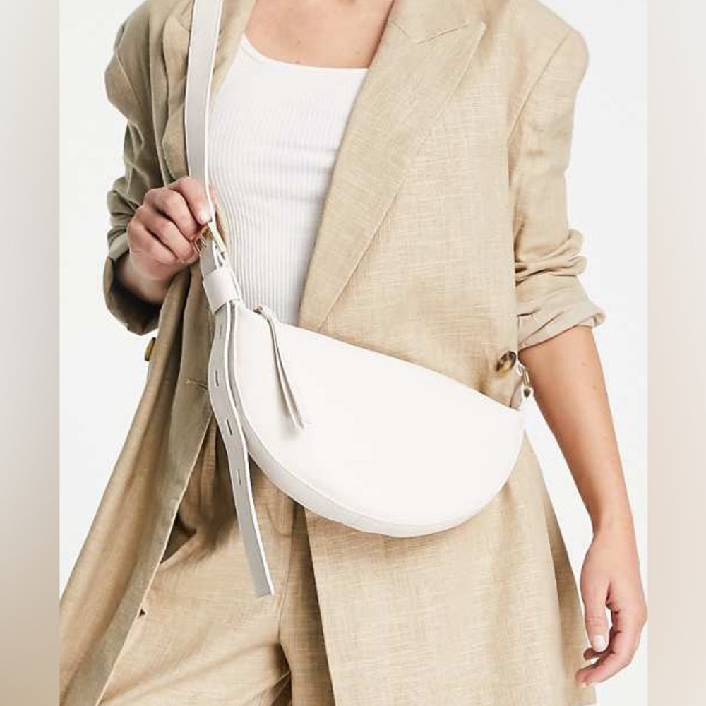 ALLSAINTS Half Moon Leather Crossbody Bag - Off-white